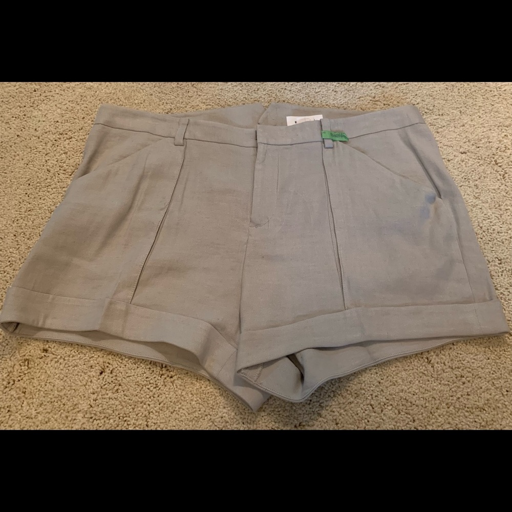 Helmut Lang tan linen twill shorts, size 10